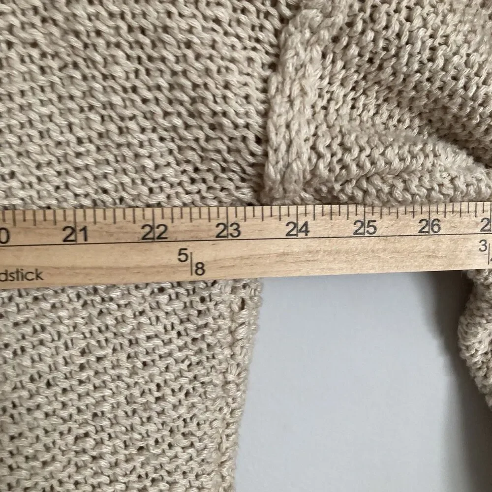 Aerie Open Knit Cardigan XL Cotton Blend Beige Boho Hippie Beach - Picture 8 of 9